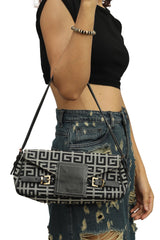 Givenchy Signature Canvas And Leather Flap Baguette Shoulder Bag 