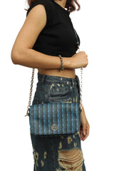 Tory Burch Blue Evening Chain Sling Bag 