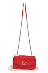 Balenciaga Jacquard Red Satin Quilted Cross Body Bag 