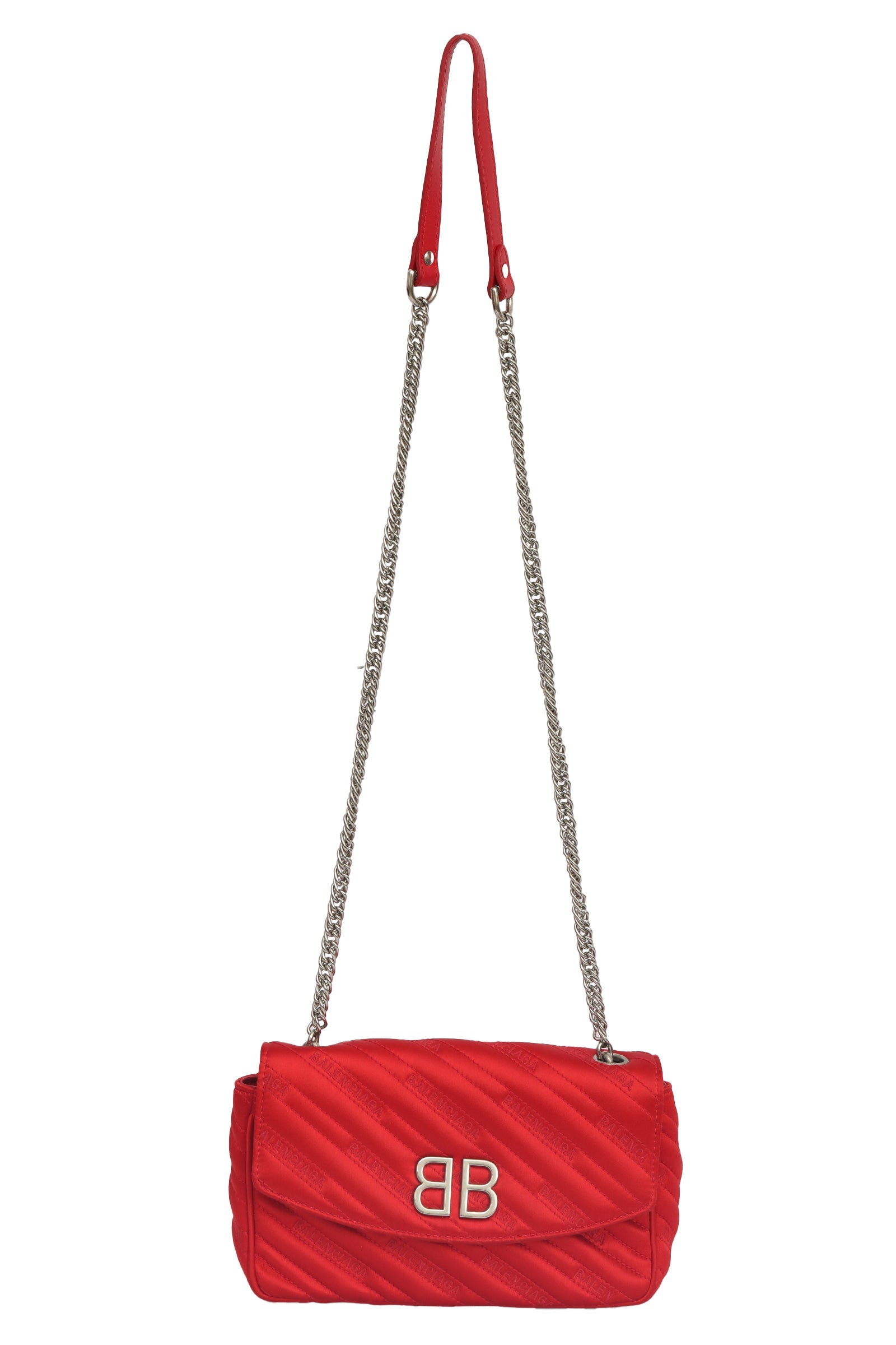 Balenciaga Jacquard Red Satin Quilted Cross Body Bag 