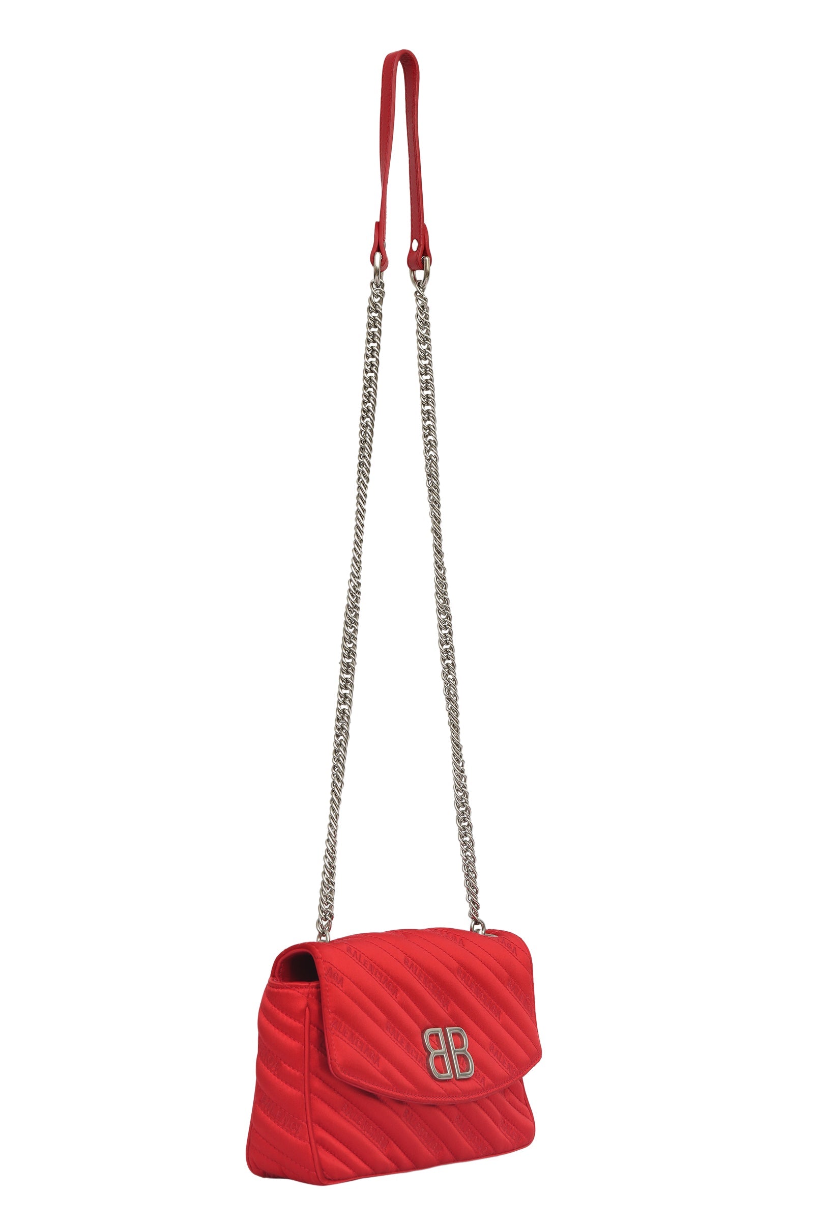 Balenciaga Jacquard Red Satin Quilted Cross Body Bag 