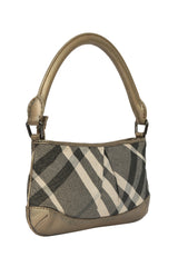 Burberry Metallic Canvas And Leather Baguette Bag 