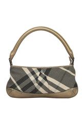 Burberry Metallic Canvas And Leather Baguette Bag 