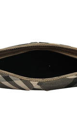 Burberry Metallic Canvas And Leather Baguette Bag 