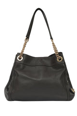 Coach Turnlock Edie Black Leather Shoulder Bag 
