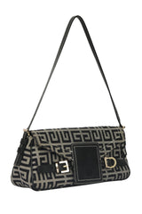 Givenchy Signature Canvas And Leather Flap Baguette Shoulder Bag 