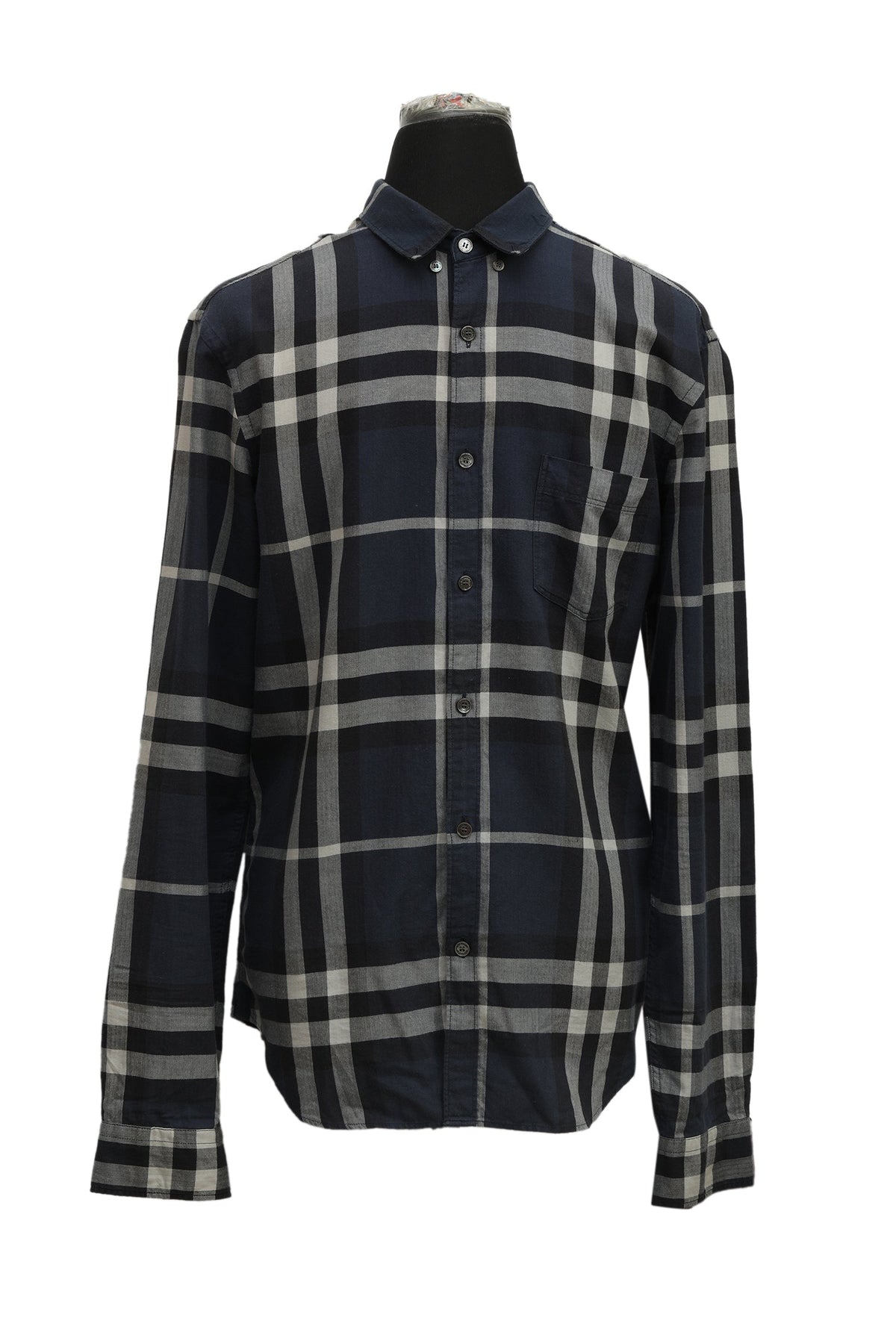 Burberry Size M Blue Checkered Shirt 