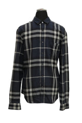 Burberry Size M Blue Checkered Shirt 