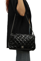 Chanel Black Patent Leather Quilted Single Flap Maxi Classic Bag 