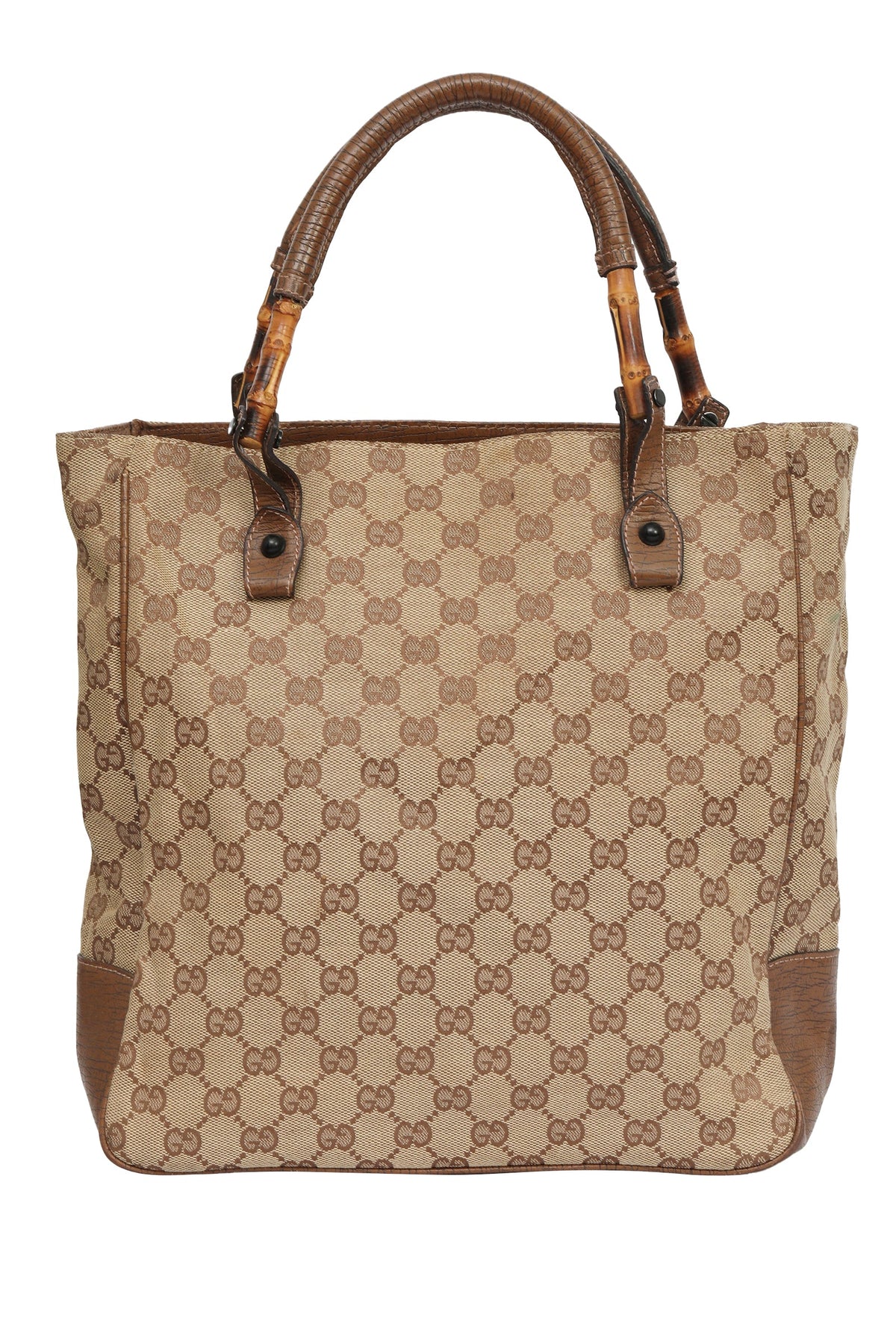Gucci Gg Monogram Bamboo Handle Tote Bag 