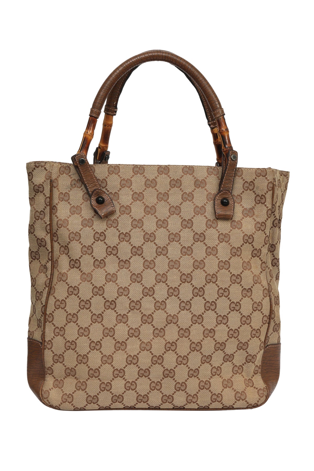 Gucci Gg Monogram Bamboo Handle Tote Bag 