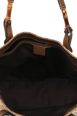 Gucci Gg Monogram Bamboo Handle Tote Bag 