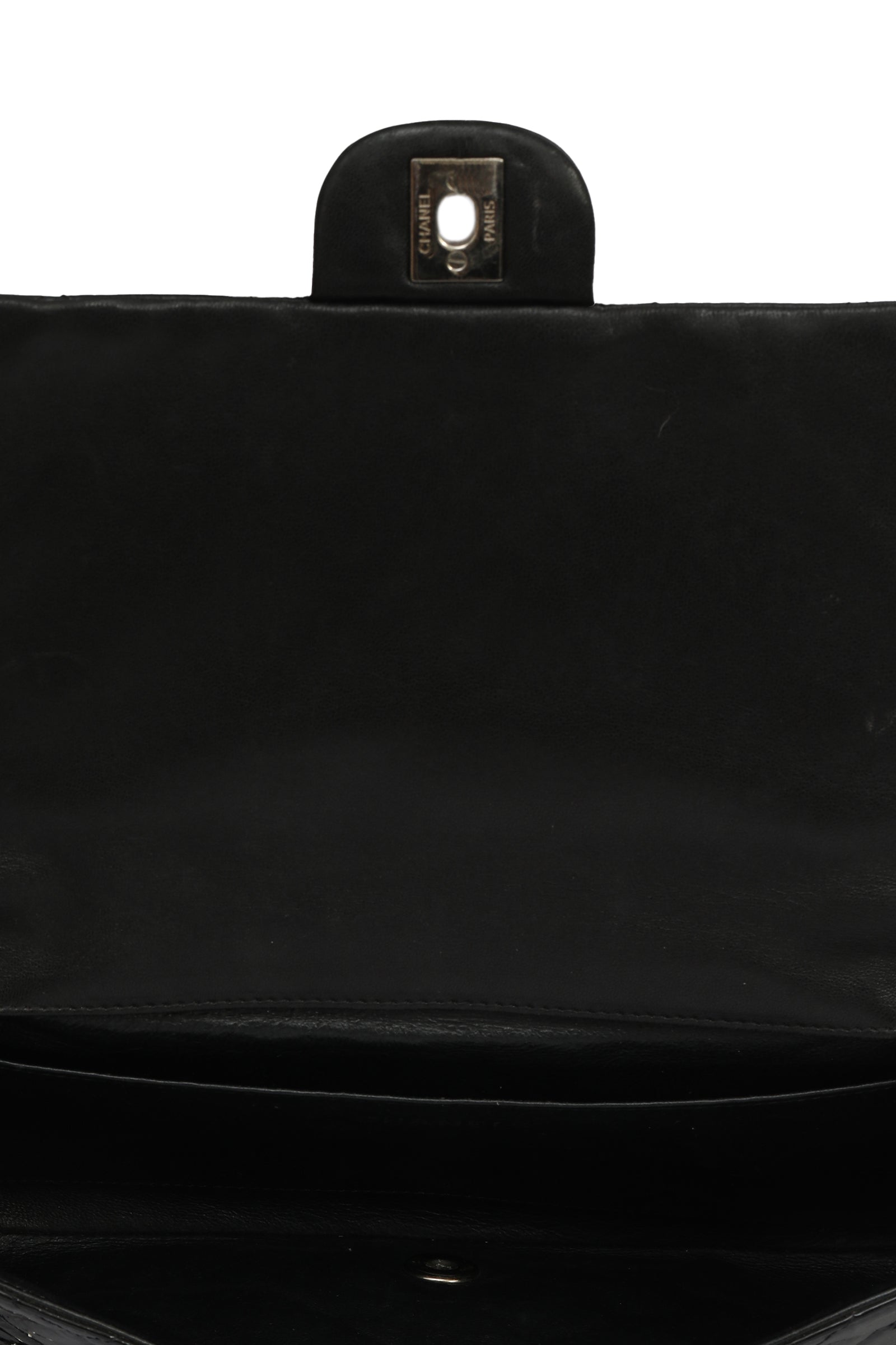 Chanel Black Patent Leather Quilted Single Flap Maxi Classic Bag 