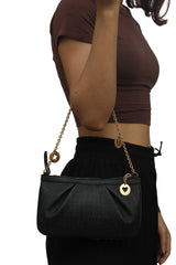 Fendi Black Zucchino Coated Canvas Pochette 