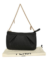 Fendi Black Zucchino Coated Canvas Pochette 