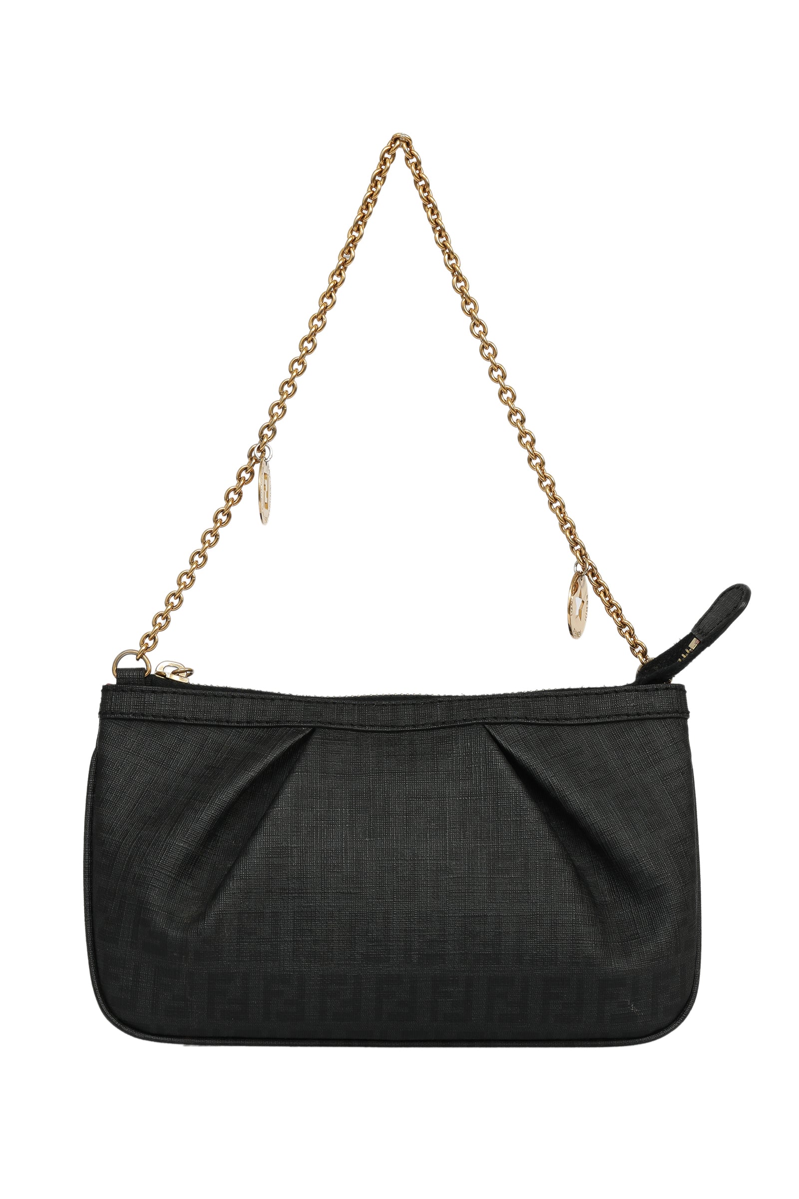 Fendi Black Zucchino Coated Canvas Pochette 