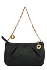 Fendi Black Zucchino Coated Canvas Pochette 