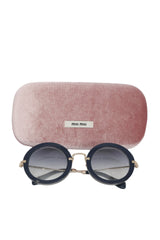 Miu Miu Mu08Rs Blue Round Sunglasses 