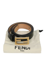 Fendi 36 Inches/ 90 Cms Ff Logo Buckle Black Belt 