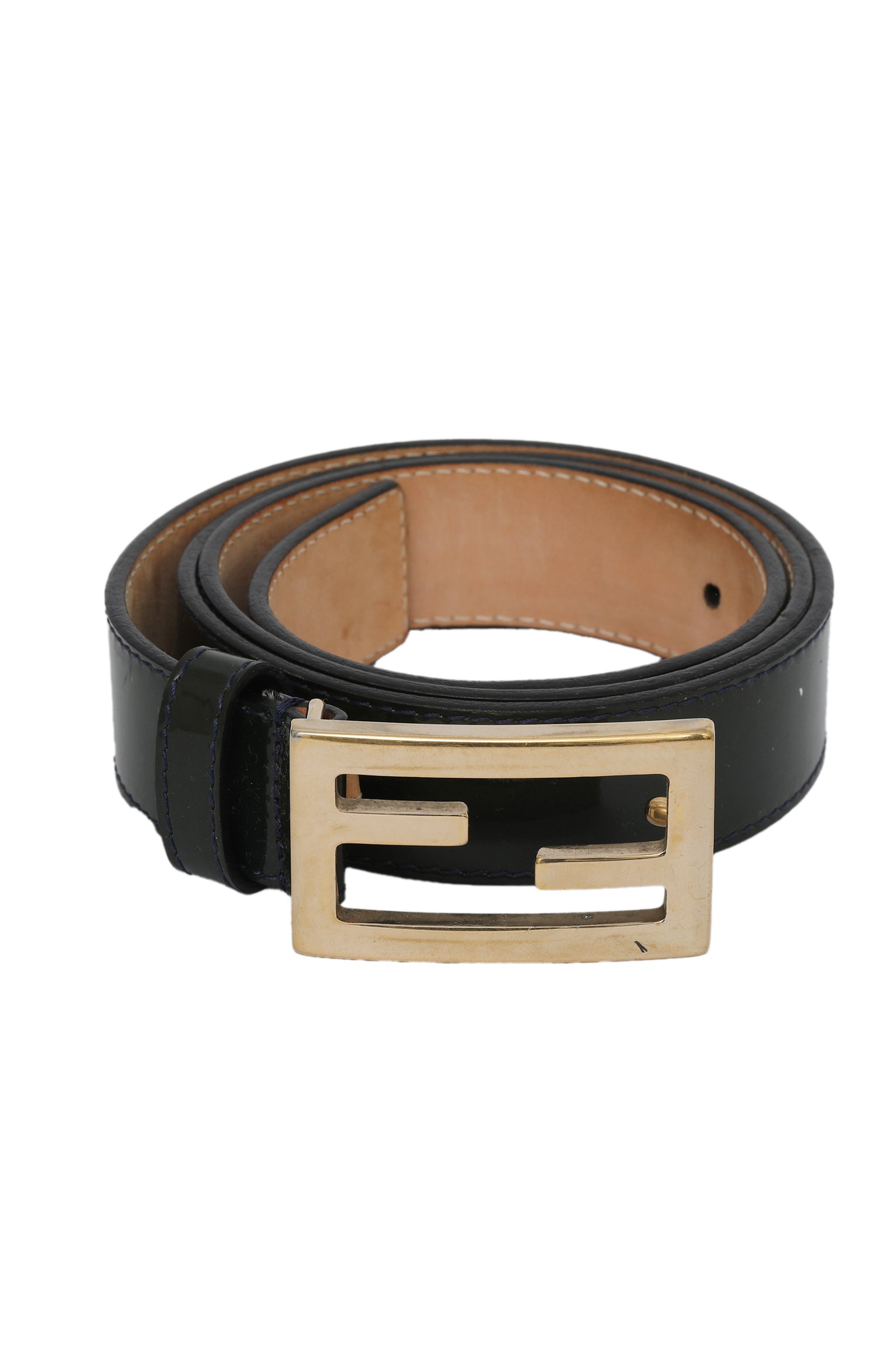 Fendi 36 Inches/ 90 Cms Ff Logo Buckle Black Belt 
