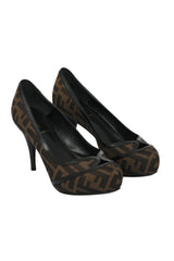 Fendi EU 36 Monogram Platform Pumps 