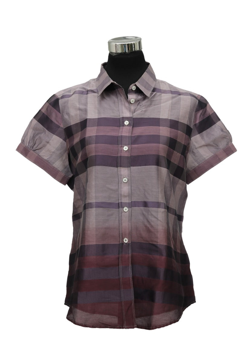 Burberry Xl Purple Plaid Shirt