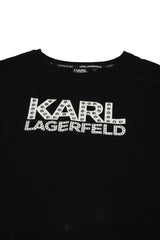 Karl Lagerfeld Size S Black Studded Logo Full Sleeved T Shirt