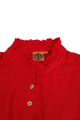 tory-burch-size-xl-ruched-red-t-shirt