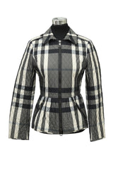 Burberry Size Xs Quilted Peplum Zip Up Jacket