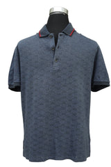 Gucci Size M Gg Monogram Blue Polo T Shirt