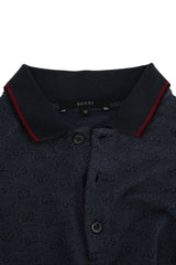 Gucci Size M Gg Monogram Blue Polo T Shirt