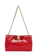 Salvatore Ferragamo Red Patent Vara Bow Chain Bag
