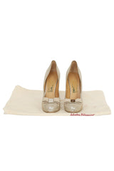 Salvatore Ferragamo EU 41 Metallic Carlo Vara Bow Pumps