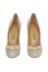 Salvatore Ferragamo EU 41 Metallic Carlo Vara Bow Pumps