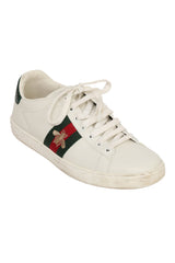 Gucci 10.5 White Web Men'S Sneakers