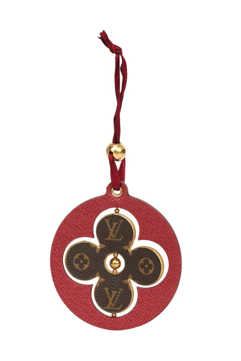 Louis Vuitton Red Brown Monogram Flower Bag Charm
