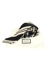Gucci Black And White Strips Silk Tie