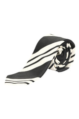 Gucci Black And White Strips Silk Tie