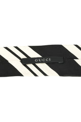 Gucci Black And White Strips Silk Tie