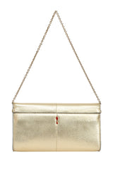 Christian Louboutin Gold Python Riviera Clutch Bag