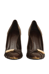 Burberry EU 38 Brown Brogue Peep Toe Heels