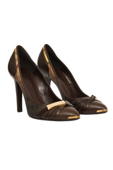Burberry EU 38 Brown Brogue Peep Toe Heels