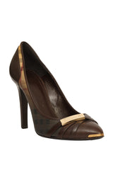 Burberry EU 38 Brown Brogue Peep Toe Heels