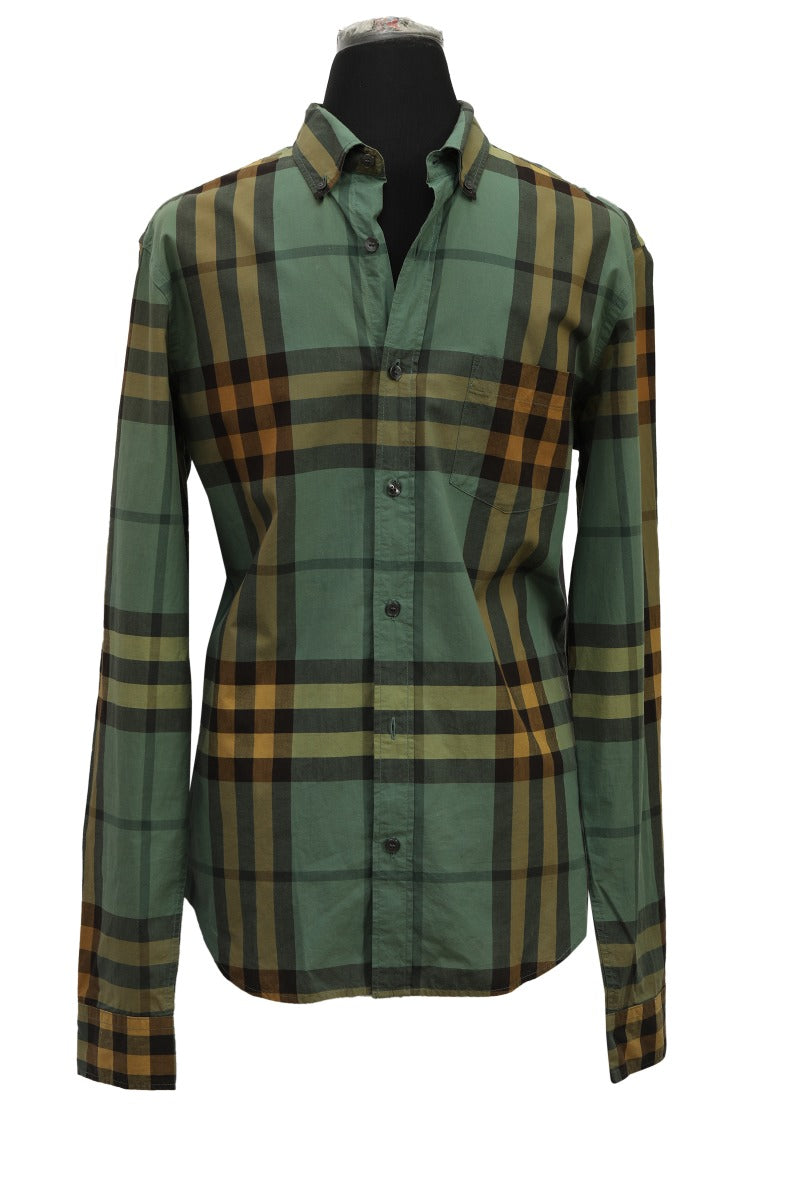 Burberry Size M Green Checkered Shirt