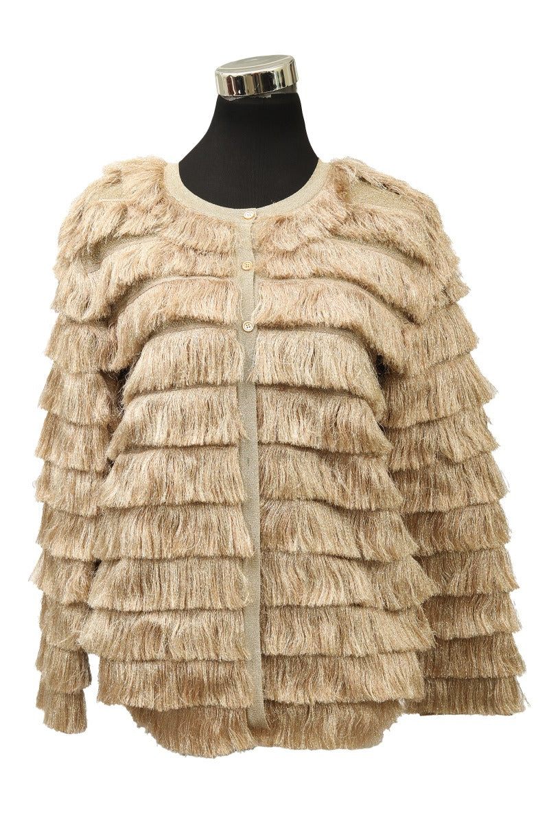 Missoni Size Xl Fringed Golden Jacket