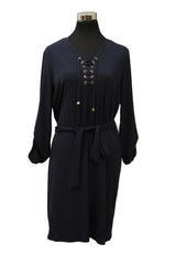 Michael Kors Size L Tie Around Navy Blue Dress