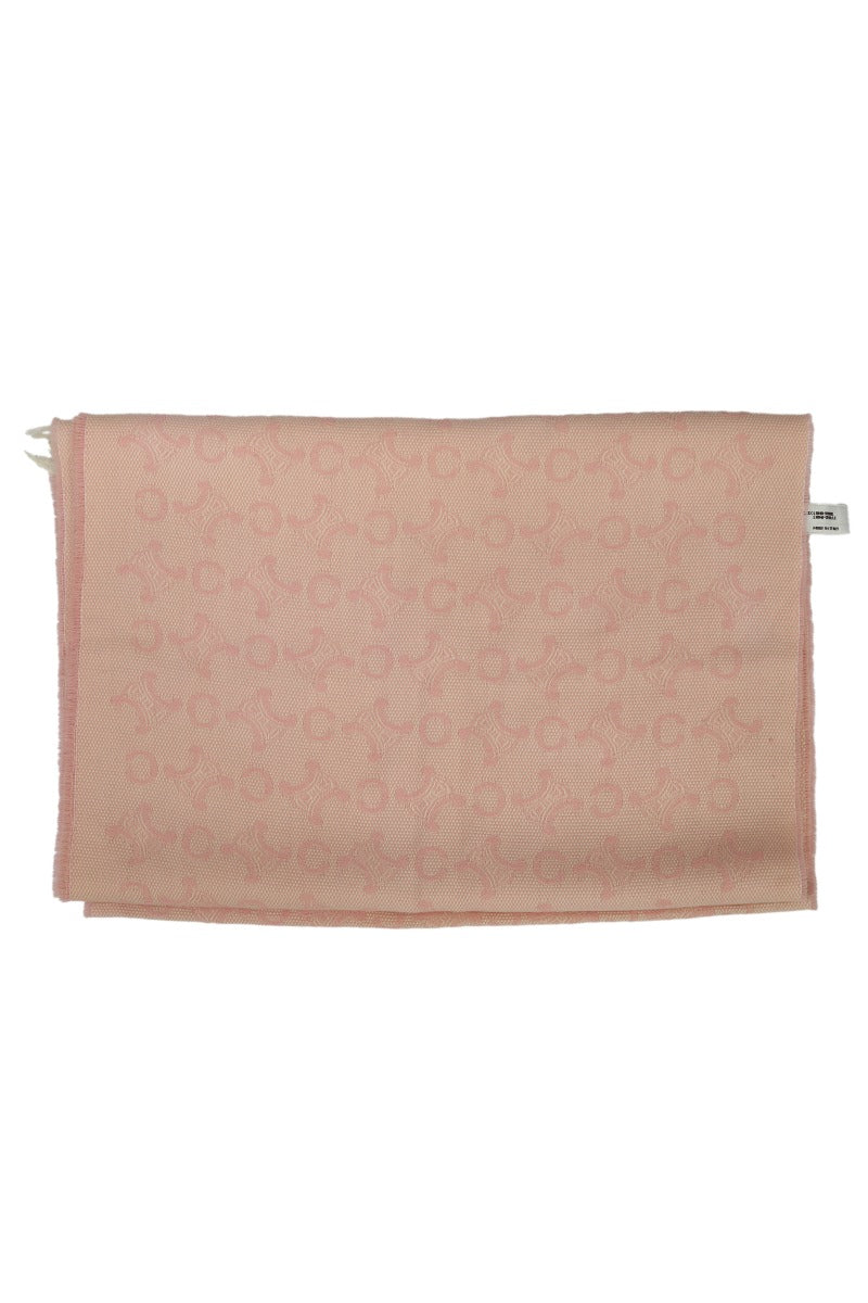 Celine Lana Wool Logo Pink Scarf