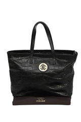 Roberto Cavalli Croc- Effect Black Tote Bag