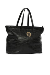 Roberto Cavalli Croc- Effect Black Tote Bag