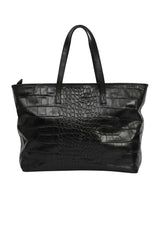Roberto Cavalli Croc- Effect Black Tote Bag